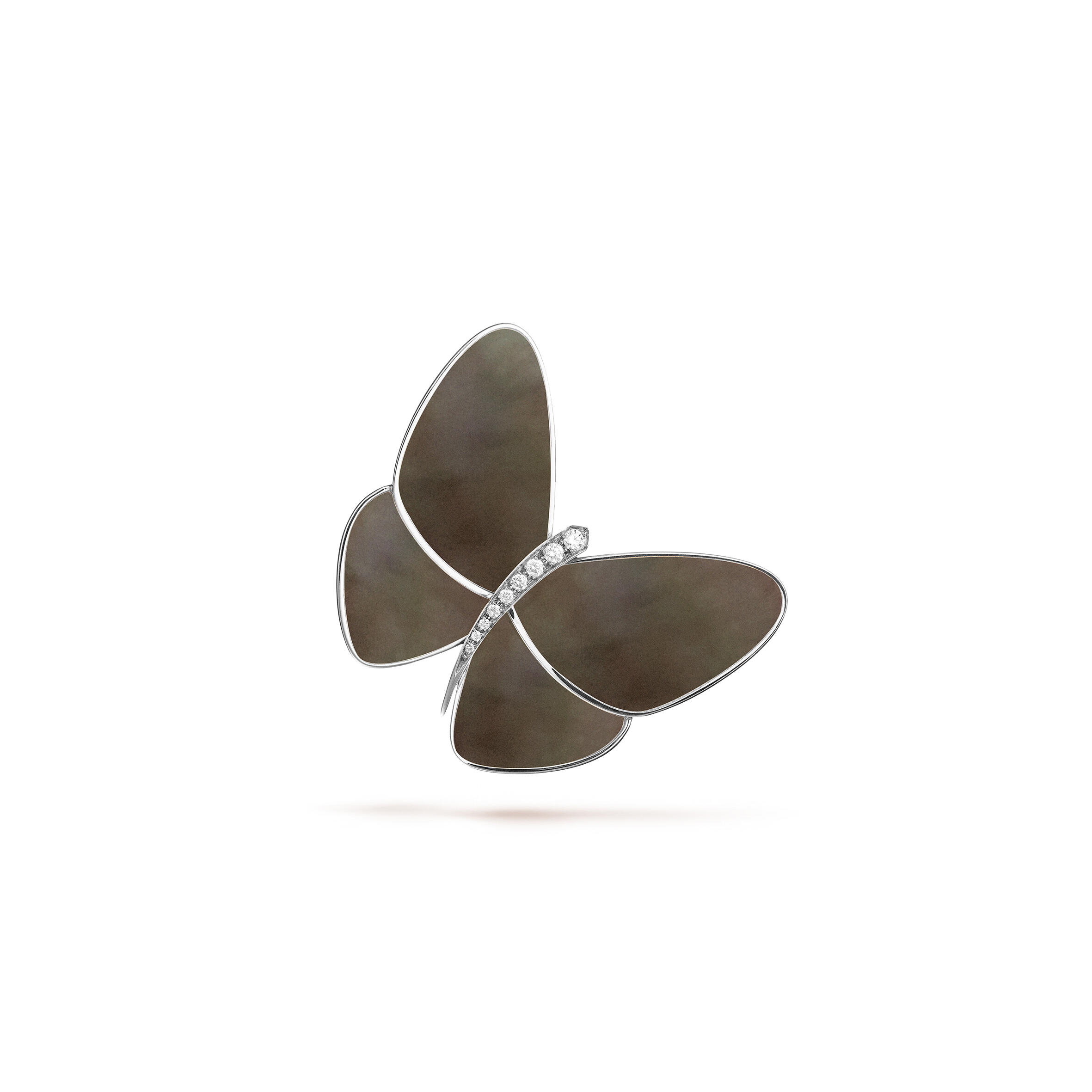v*n cl**f arpels butterfly clip - white gold, D1am0nd, mother-of-pearl vcara64300
